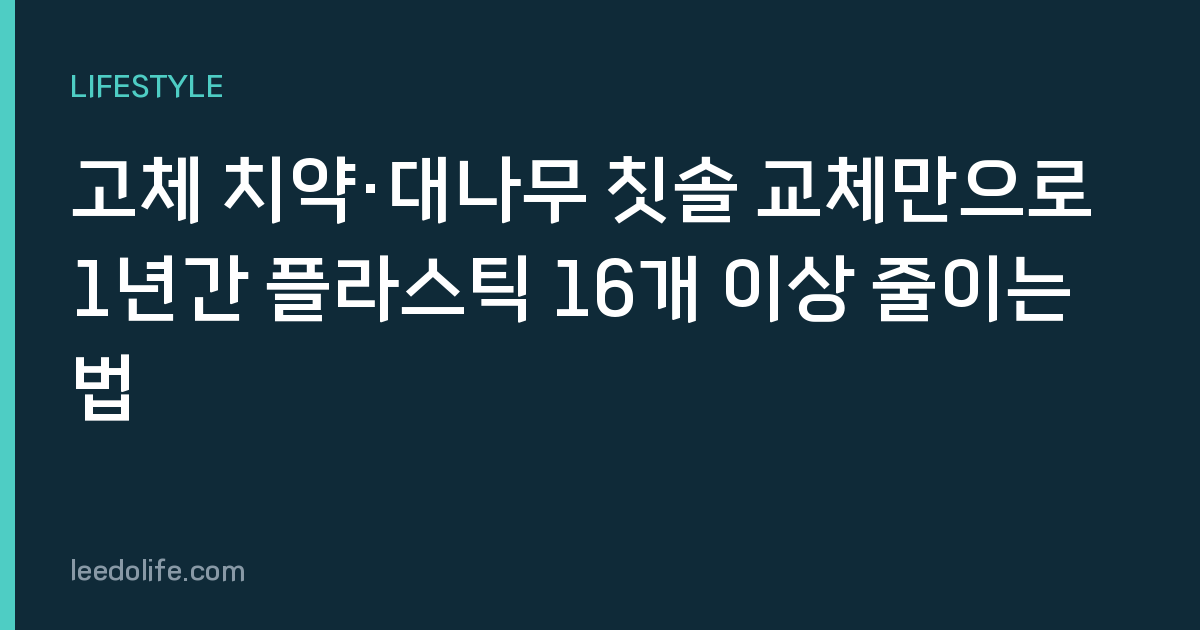 고체 치약·대나무 칫솔 교체만으로 1년간 플라스틱 16개 이상 줄이는 법