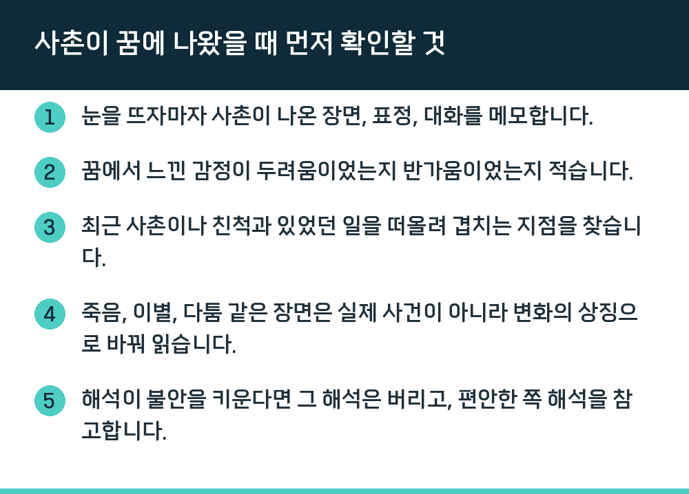 사촌이 꿈에 나왔을 때 먼저 확인할 것