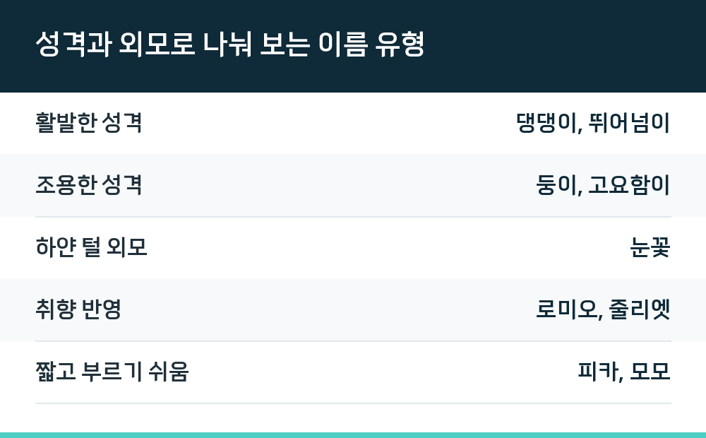 성격과 외모로 나눠 보는 이름 유형