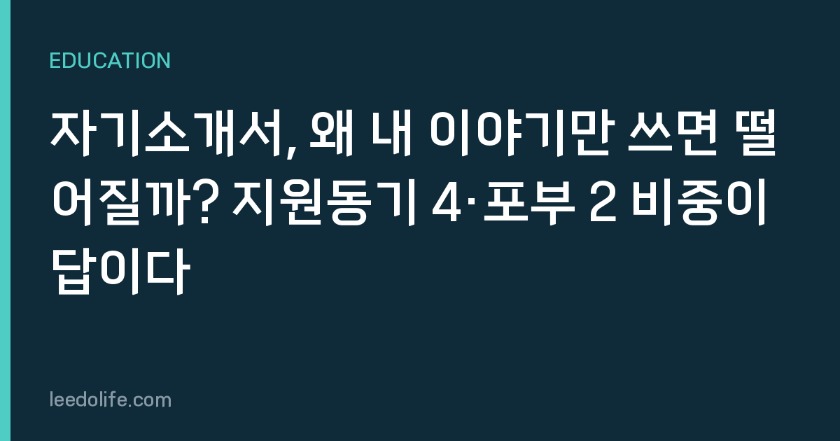 자기소개서, 왜 내 이야기만 쓰면 떨어질까? 지원동기 4·포부 2 비중이 답이다