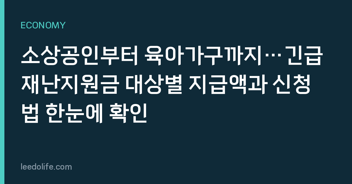 소상공인부터 육아가구까지…긴급재난지원금 대상별 지급액과 신청법 한눈에 확인