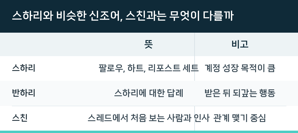 스하리와 비슷한 신조어, 스친과는 무엇이 다를까