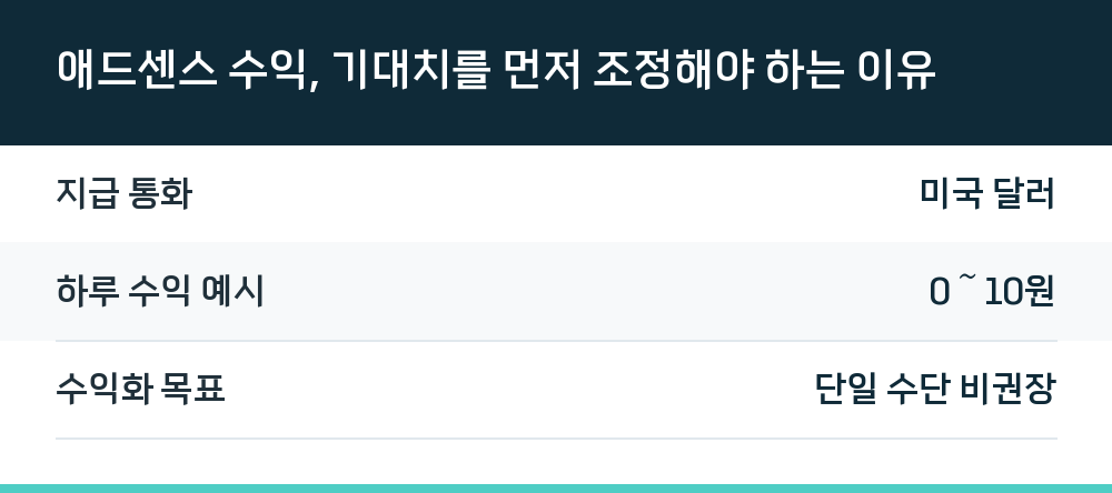 애드센스 수익, 기대치를 먼저 조정해야 하는 이유