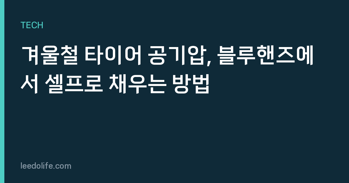 겨울철 타이어 공기압, 블루핸즈에서 셀프로 채우는 방법