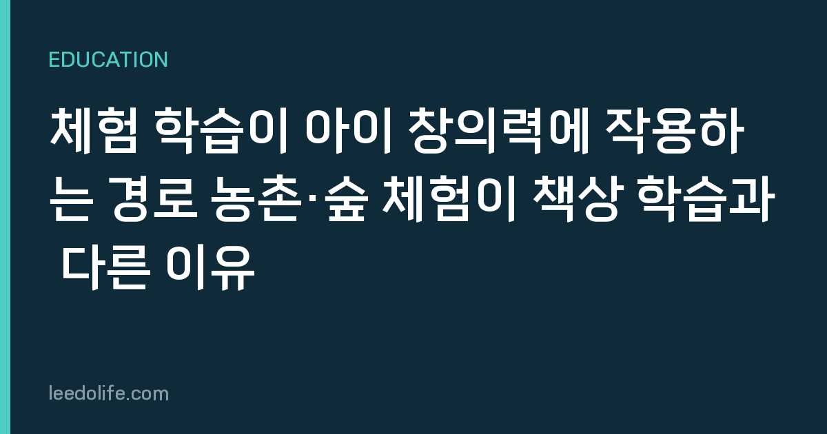 체험 학습이 아이 창의력에 작용하는 경로 농촌·숲 체험이 책상 학습과 다른 이유