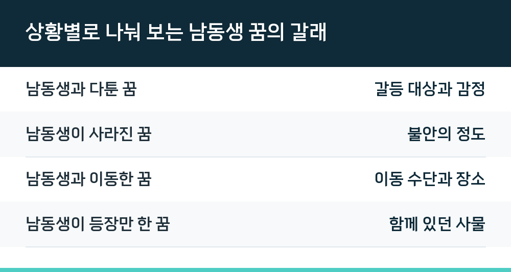 상황별로 나눠 보는 남동생 꿈의 갈래