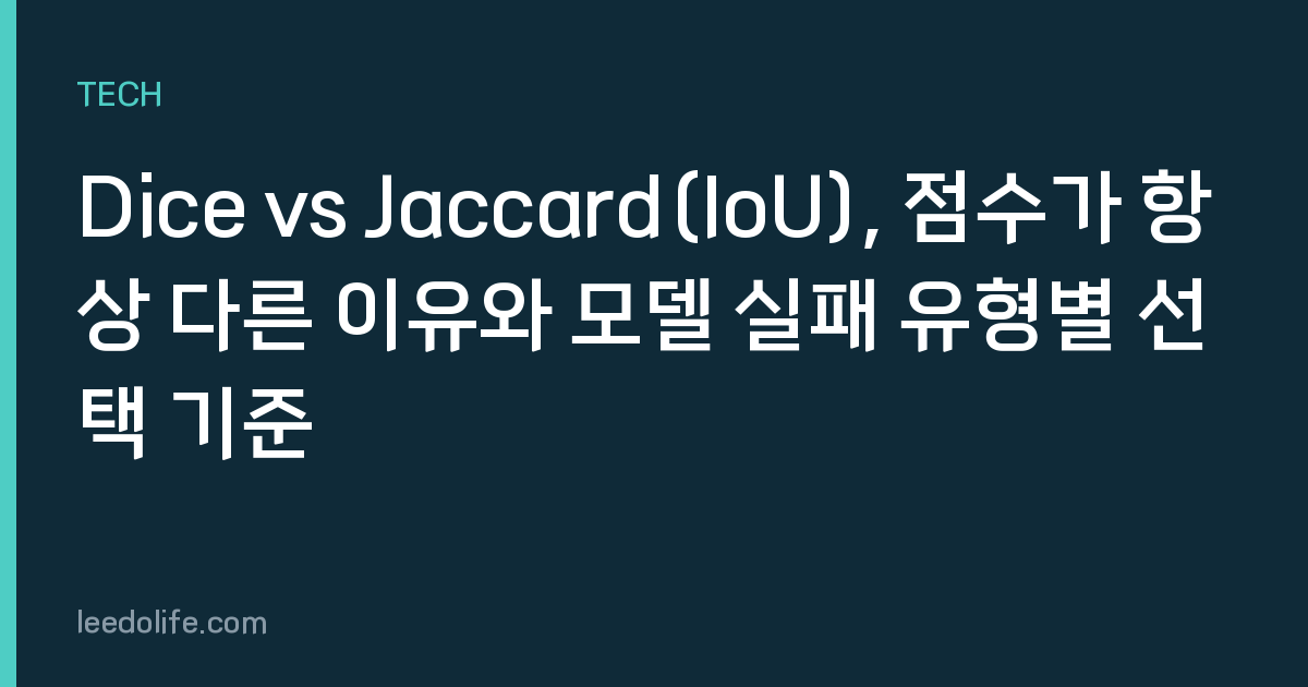 Dice vs Jaccard(IoU), 점수가 항상 다른 이유와 모델 실패 유형별 선택 기준