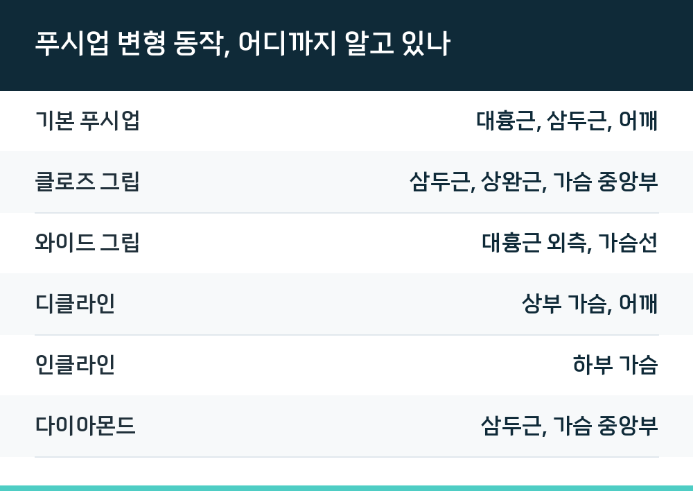 푸시업 변형 동작, 어디까지 알고 있나