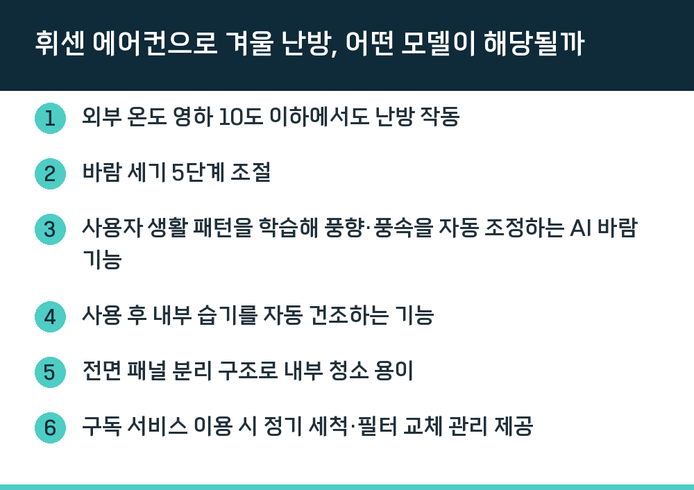 휘센 에어컨으로 겨울 난방, 어떤 모델이 해당될까