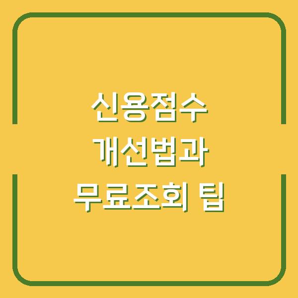 신용점수 개선법과 무료조회 팁