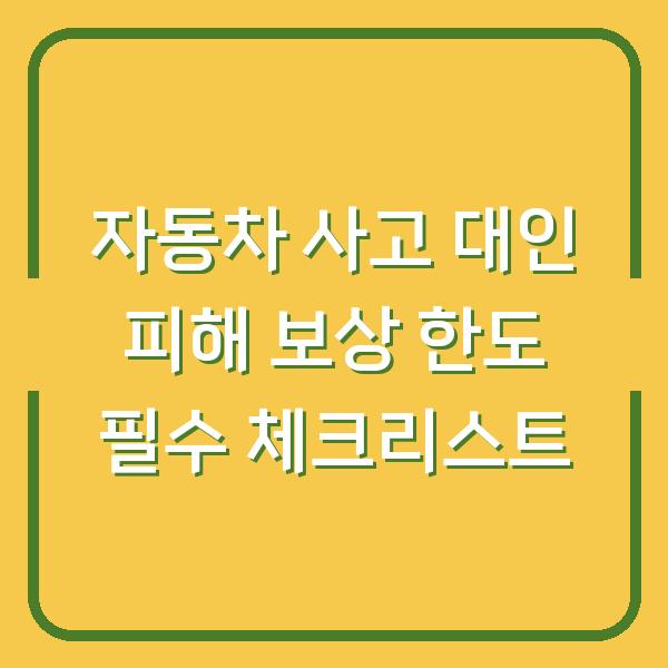 자동차 사고 대인 피해 보상 한도 필수 체크리스트