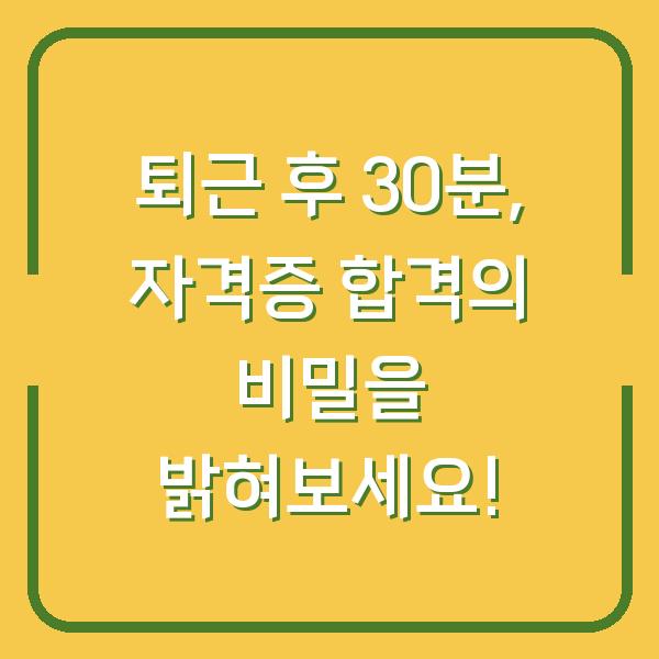 퇴근 후 30분, 자격증 합격의 비밀을 밝혀보세요!