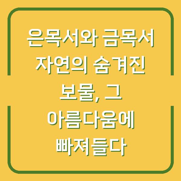은목서와 금목서 자연의 숨겨진 보물, 그 아름다움에 빠져들다