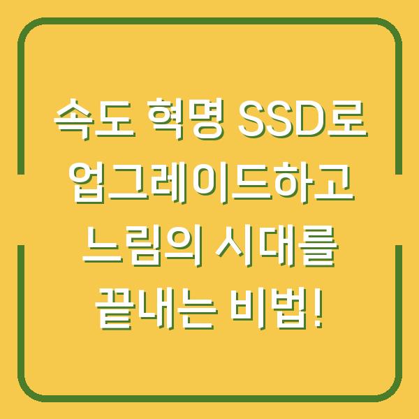 속도 혁명 SSD로 업그레이드하고 느림의 시대를 끝내는 비법!