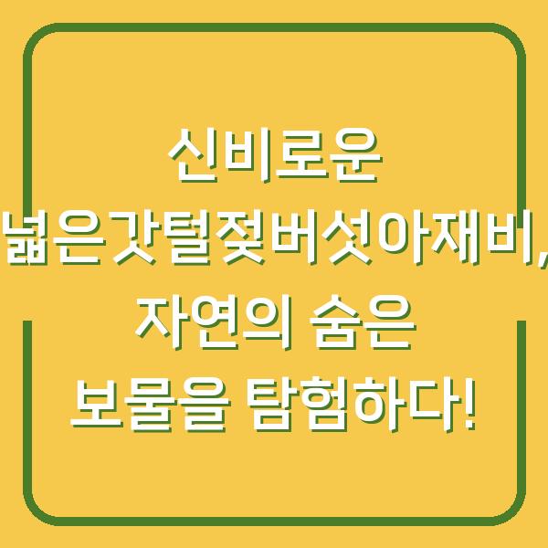 신비로운 넓은갓털젖버섯아재비, 자연의 숨은 보물을 탐험하다!