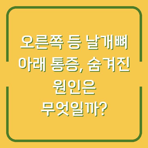 오른쪽 등 날개뼈 아래 통증, 숨겨진 원인은 무엇일까?