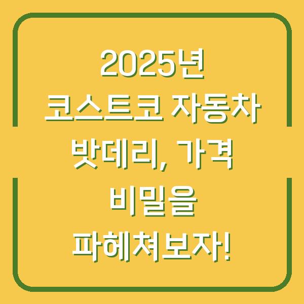2025년 코스트코 자동차 밧데리, 가격 비밀을 파헤쳐보자!