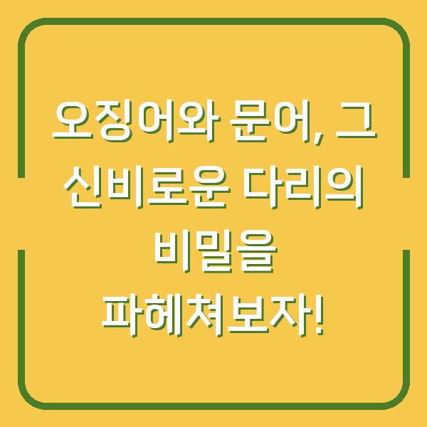 오징어와 문어, 그 신비로운 다리의 비밀을 파헤쳐보자!