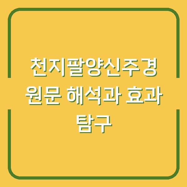 천지팔양신주경 원문 해석과 효과 탐구