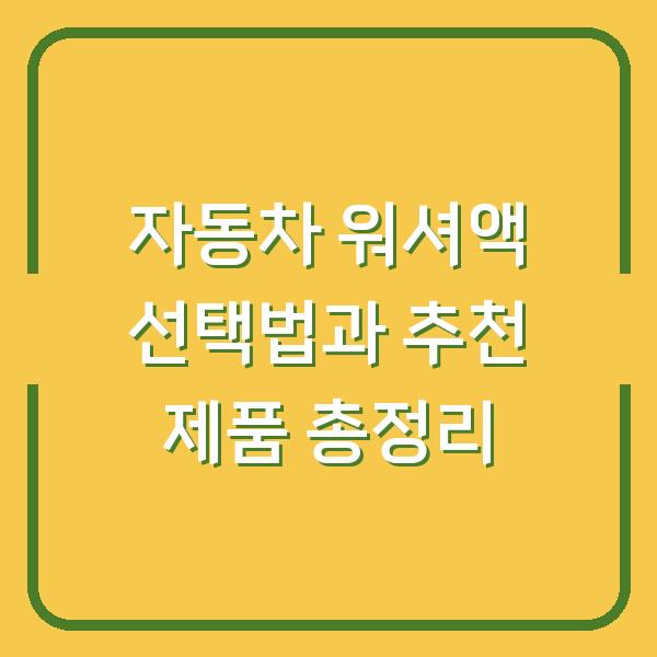 자동차 워셔액 선택법과 추천 제품 총정리