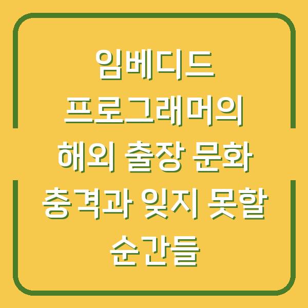 임베디드 프로그래머의 해외 출장 문화 충격과 잊지 못할 순간들
