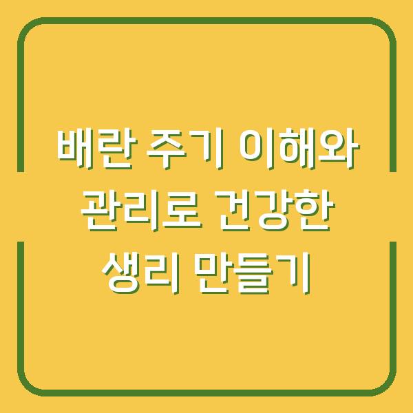 배란 주기 이해와 관리로 건강한 생리 만들기