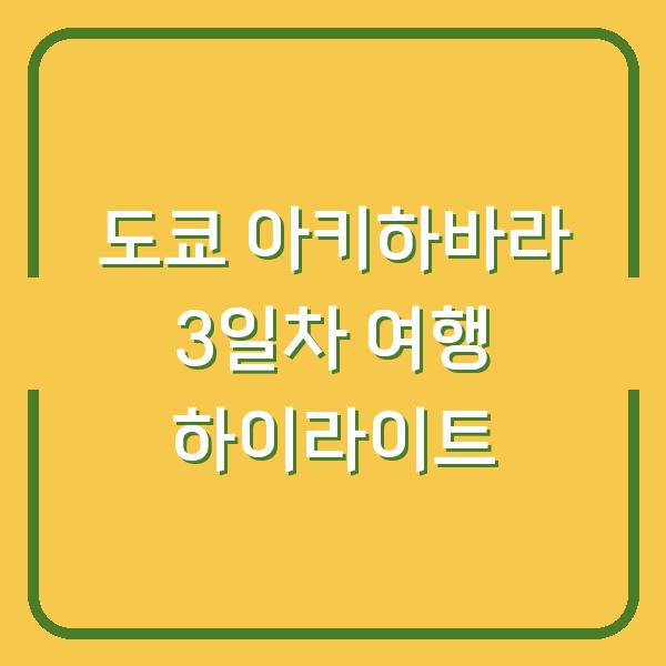 도쿄 아키하바라 3일차 여행 하이라이트