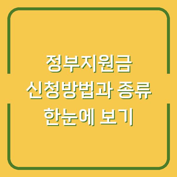 정부지원금 신청방법과 종류 한눈에 보기