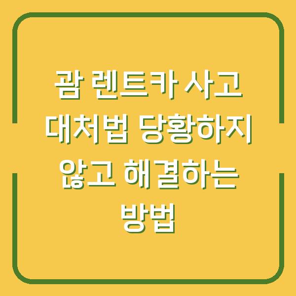 괌 렌트카 사고 대처법 당황하지 않고 해결하는 방법