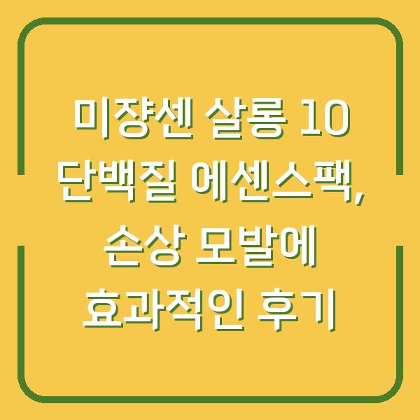 미쟝센 살롱 10 단백질 에센스팩, 손상 모발에 효과적인 후기