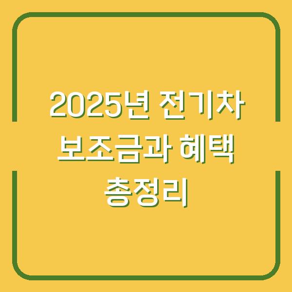 2025년 전기차 보조금과 혜택 총정리