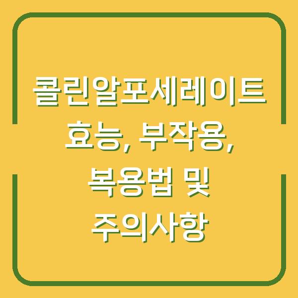 콜린알포세레이트 효능, 부작용, 복용법 및 주의사항