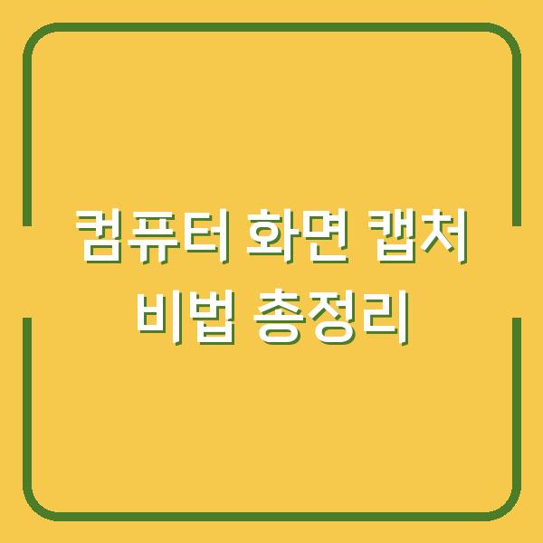 컴퓨터 화면 캡처 비법 총정리
