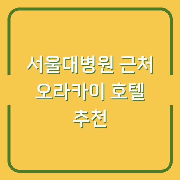 서울대병원 근처 오라카이 호텔 추천