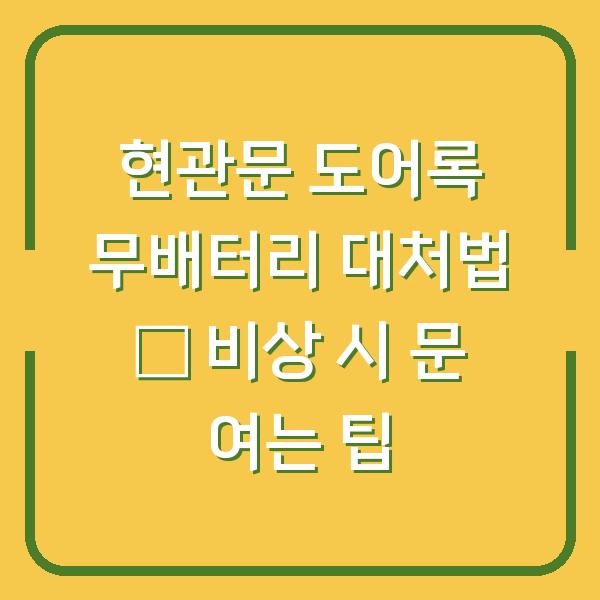 현관문 도어록 무배터리 대처법 – 비상 시 문 여는 팁