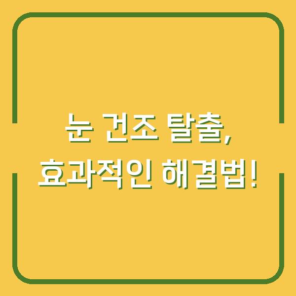 눈 건조 탈출, 효과적인 해결법!