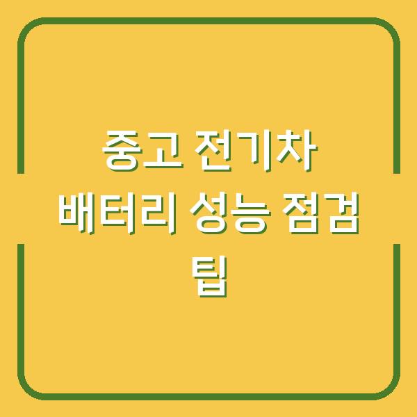 중고 전기차 배터리 성능 점검 팁
