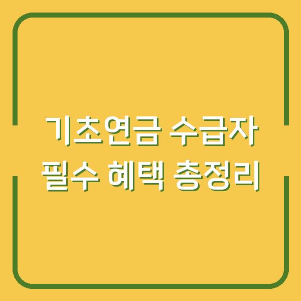 기초연금 수급자 필수 혜택 총정리