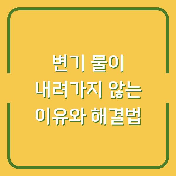 변기 물이 내려가지 않는 이유와 해결법