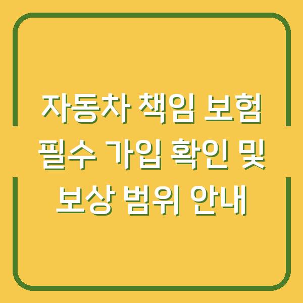 자동차 책임 보험 필수 가입 확인 및 보상 범위 안내