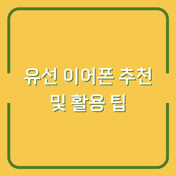 유선 이어폰 추천 및 활용 팁