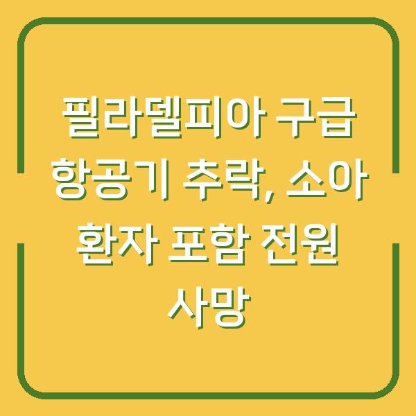필라델피아 구급 항공기 추락, 소아 환자 포함 전원 사망
