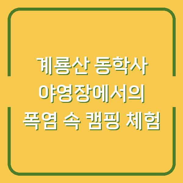 계룡산 동학사 야영장에서의 폭염 속 캠핑 체험