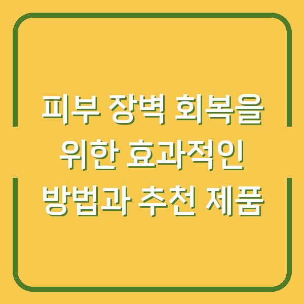 피부 장벽 회복을 위한 효과적인 방법과 추천 제품