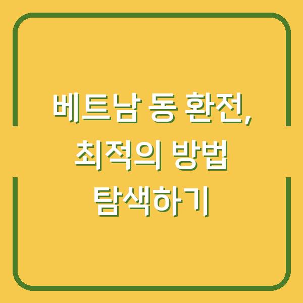베트남 동 환전, 최적의 방법 탐색하기
