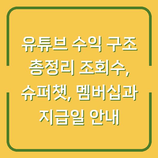 유튜브 수익 구조 총정리 조회수, 슈퍼챗, 멤버십과 지급일 안내