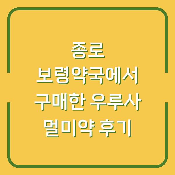 종로 보령약국에서 구매한 우루사 멀미약 후기