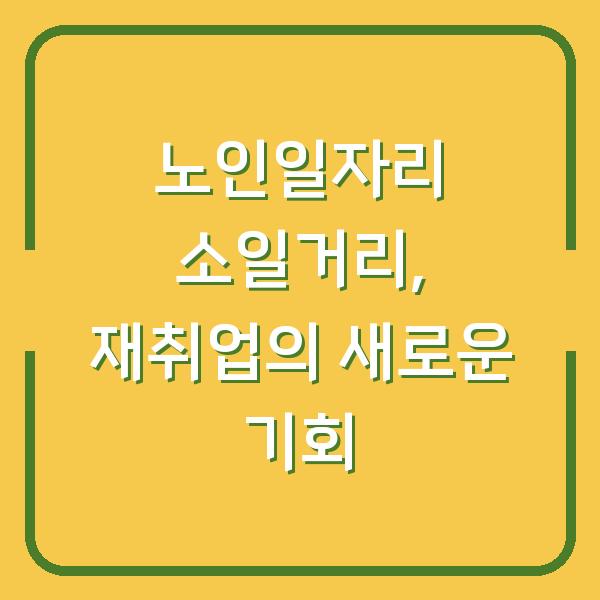 노인일자리 소일거리, 재취업의 새로운 기회