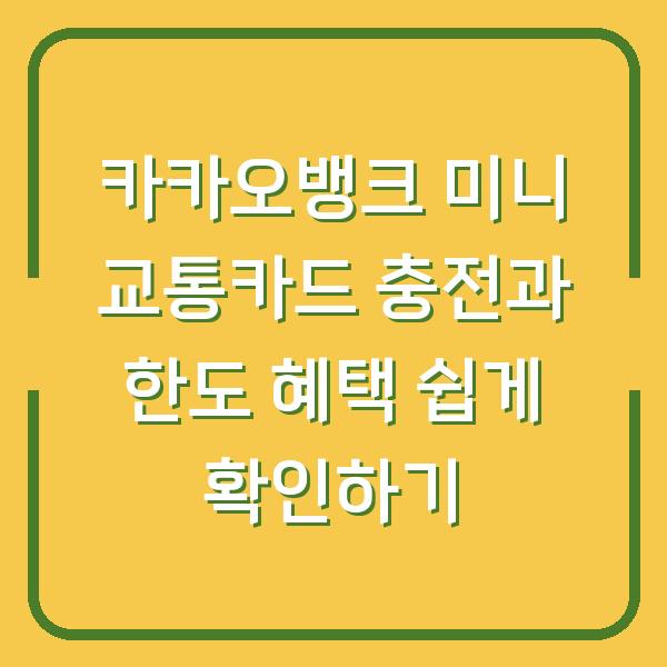 카카오뱅크 미니 교통카드 충전과 한도 혜택 쉽게 확인하기