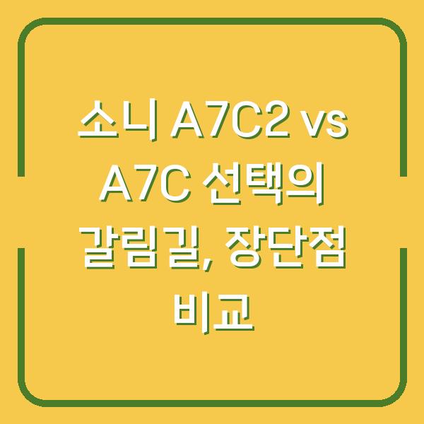 소니 A7C2 vs A7C 선택의 갈림길, 장단점 비교